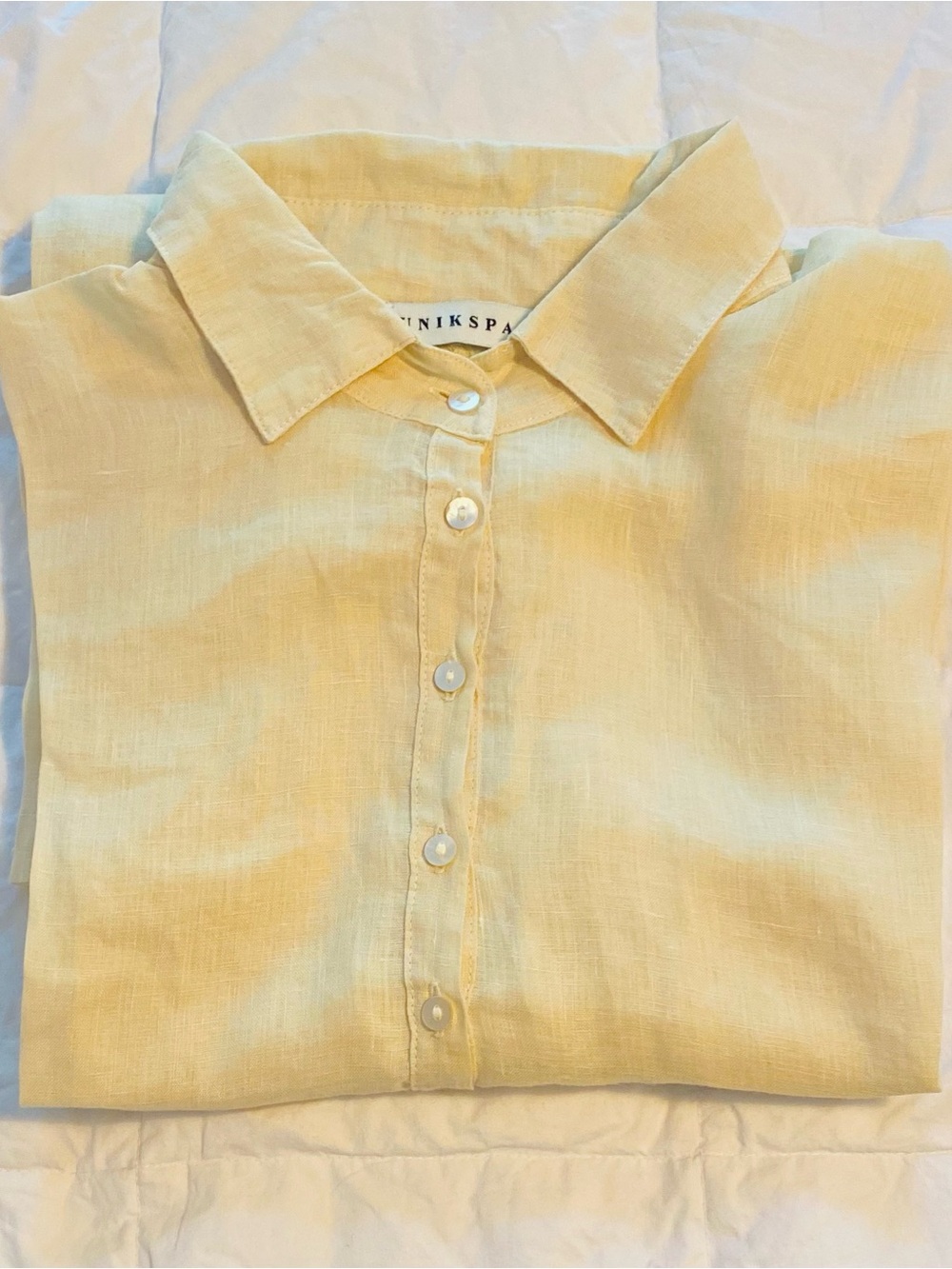 UnikSpace Light creamy yellow linen Byron dress.